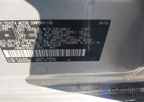 2006 Toyota Rav4 Limited z USA, uszkodzony, nr VIN JTMBD31V066013099